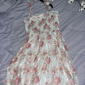 Floral Pink and White maxi Dress